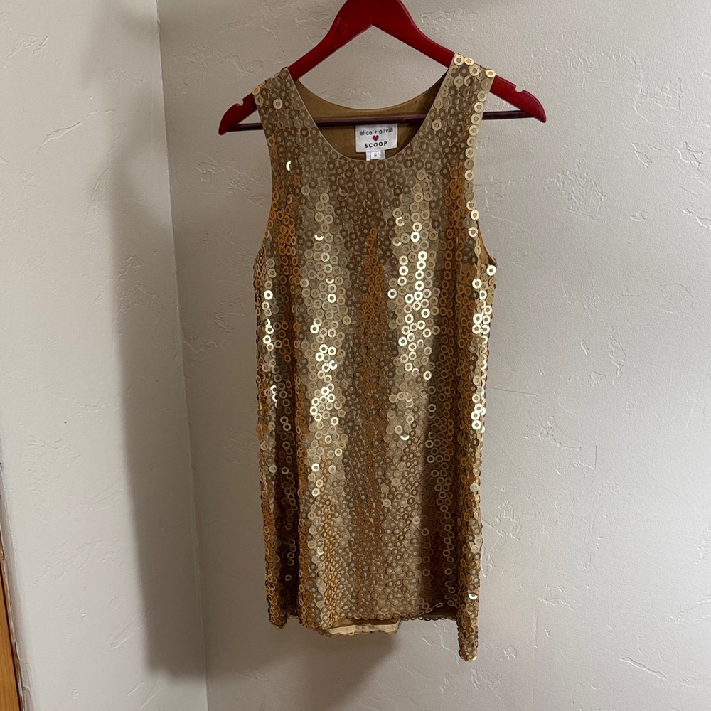 Alice + Olivia Gold Sequin Mini Dress